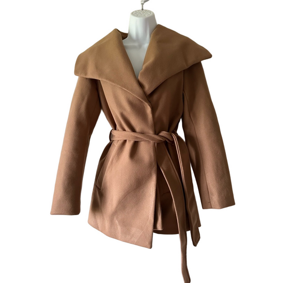 Tahari Jackets & Blazers - Tahari Camel Wrap Coat Jacket XS Belted Wide Collar